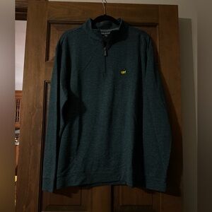 Masters Collection Green & White Striped 1/4 Zip Pullover